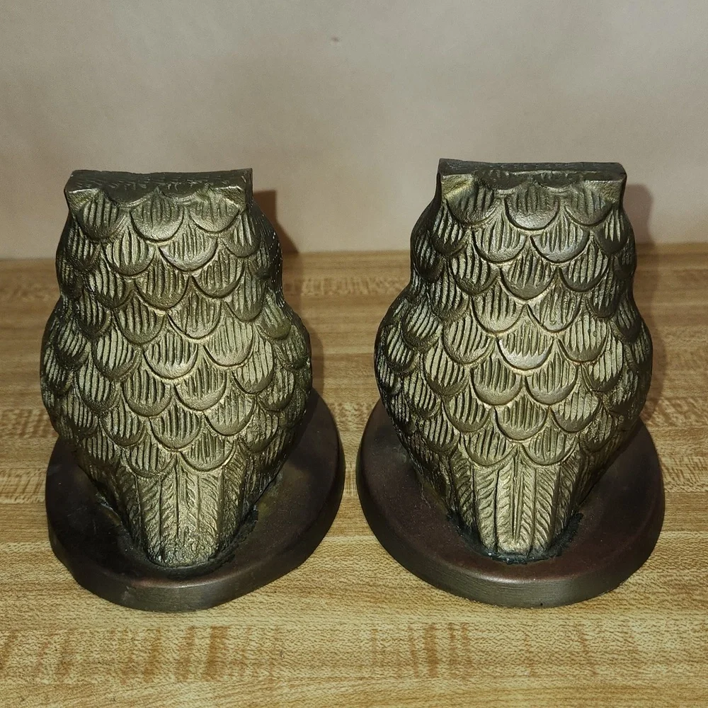 Pair (2) Brass Owls Figure